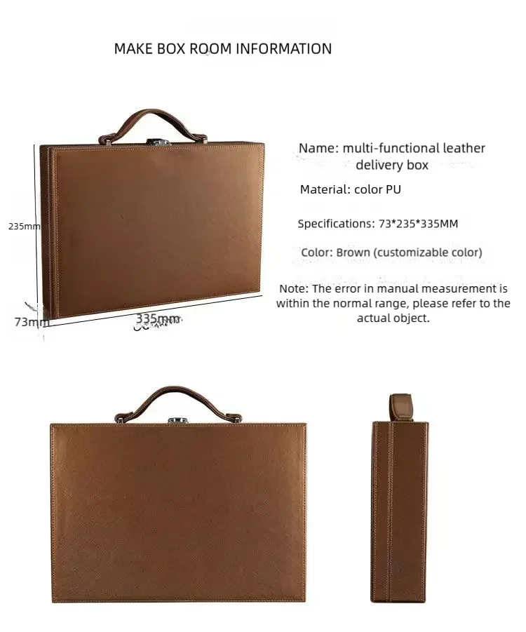 Men's Women's handbags Room Delivery Box Toolbox Information Storage Bag Suitcase Key Leather Business File Box