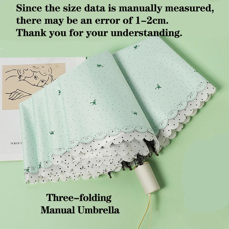 Women's Umbrella Lace Fashion Folding Umbrella Sunshade Umbrella Wind and Rain Resistance Travel Foldable Portable Student Gift