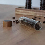 Sealed Glass Tube Wooden Coffee Beans Storage Container with Wood Tool Grain Canisters Barista Gift Idea for Coffee Lovers