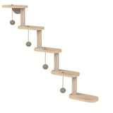 5 Step Wooden Cat Climbing Frame Wall Mounted DIY Cat Ladder Climbing Shelf Wall Steps Shelve for Sleeping Playing Cat Furniture