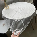 New Oval Lace Embroidery Table Place Mat Ins Christmas Pads Cloth Placemat Cup Coffee Tea Coaster Doily Kitchen Table Decoration