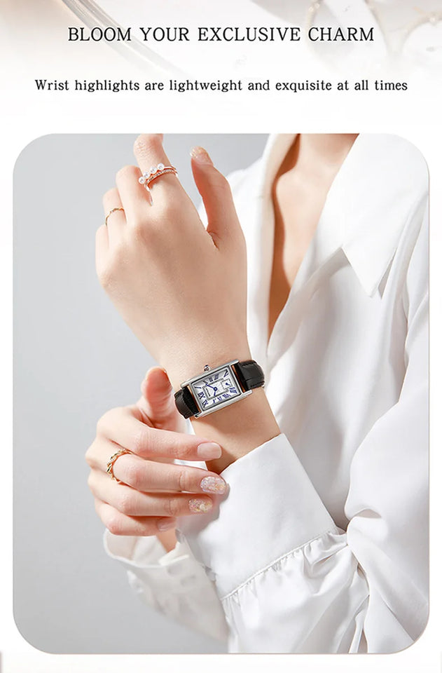 Sanda 1116 New Fashion Elegant Women's Analog Quartz Watch, Rectangle Dial, Water Resistant Business Wristwatch