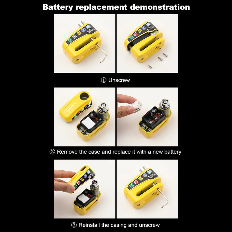 Bicycle Alarm Disc Brake Electric Lock Anti Theft Motorcycle Alarm Brake Rotor Padlock Waterproof Motorcycle Bike Accessories