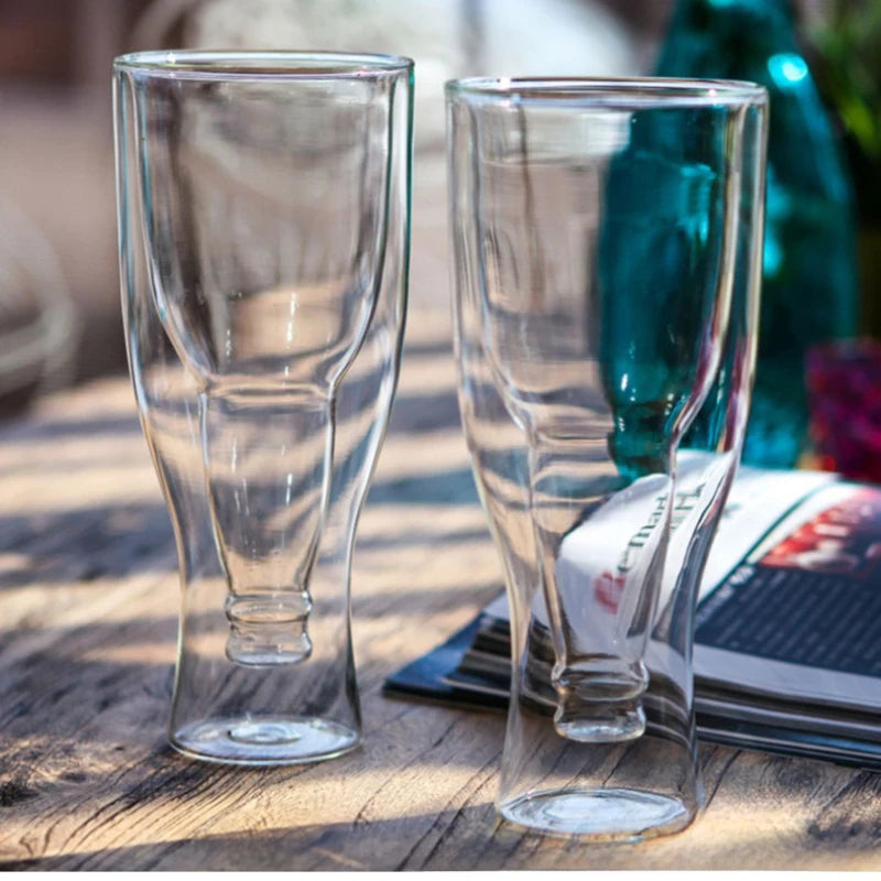 Creative Double Layer Glass Beer Mug Coffee Milk Water Cup Juice Drink Cups Wine Glass Home Drinkware Bar Accessories