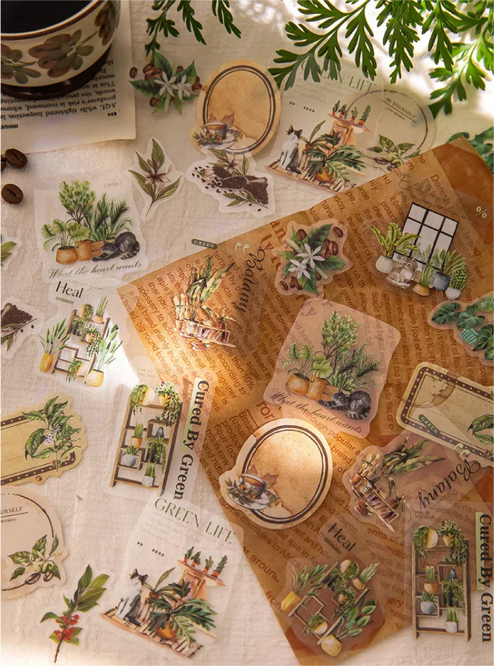 30-Sheet Vintage Coffee Theme Sticker Pack, Retro Coffee Culture Designs & Crisp Details, Perfect for Journal Embellishment
