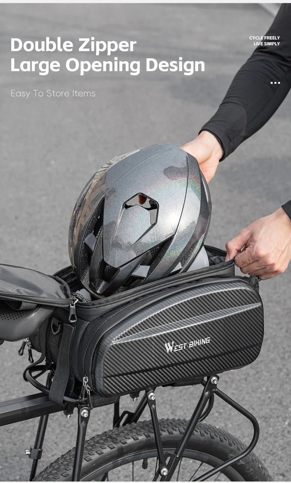 WEST BIKING Cycling Trunk Bag Large Capacity Bicycle Pannier Multifunctional Reflective Bike Bag Travel Bag MTB Bike Accessories