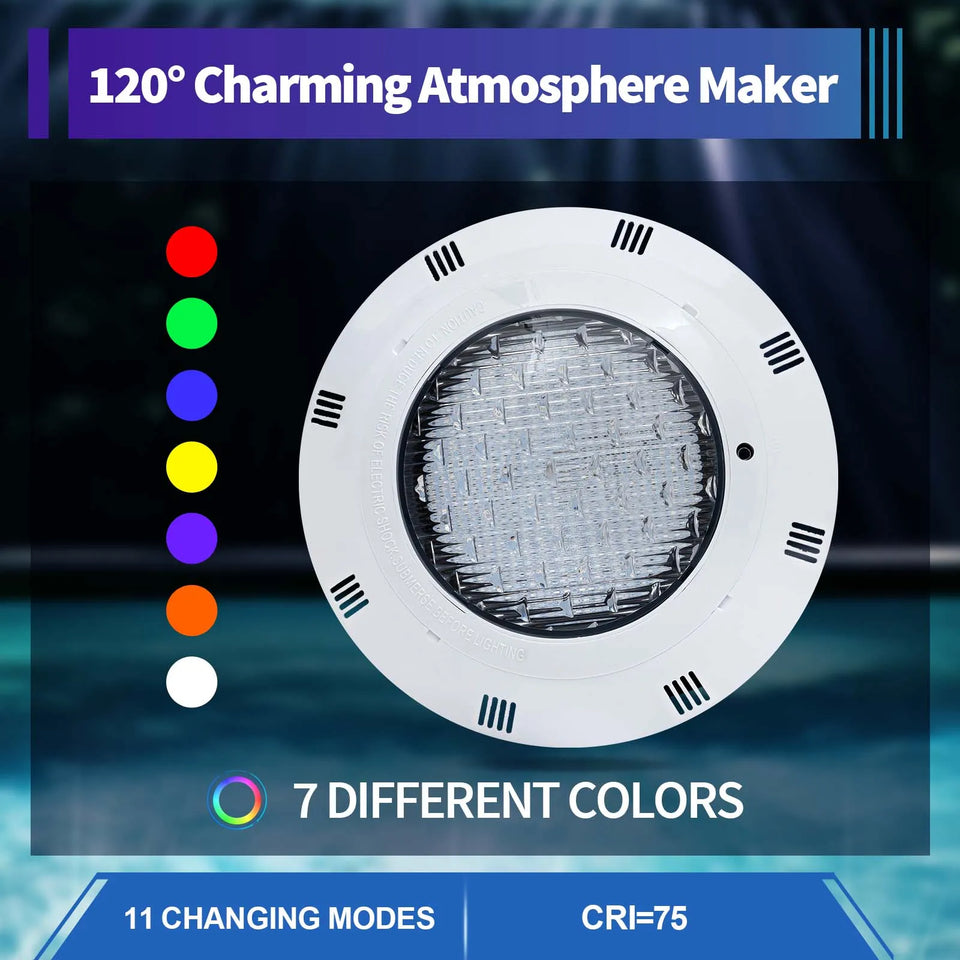 45W & 36W RGB LED Pool Light IP68 Waterproof 460/360 LEDs 2500/3600lm Remote Control for Swimming Pool Fountain Pond
