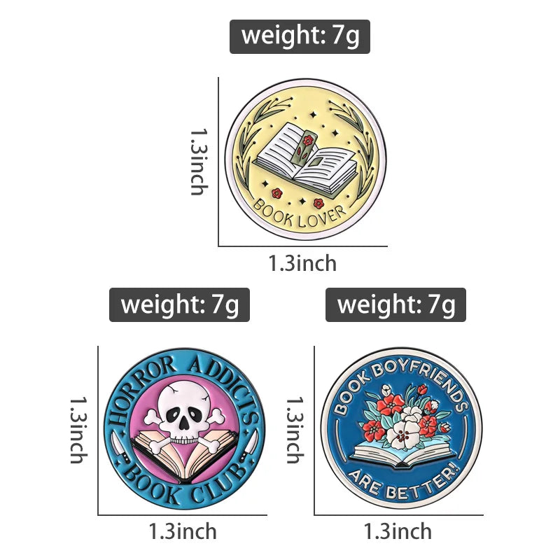 2-6pcs/set Hobby Collection Enamel Pins Reading Book Iced Coffee Knit Brooch Hiking Badges Music Korean Girls Band Jewelry