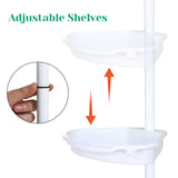 Corner Shower Caddy with Tension Pole 4-Tier Adjustable Shelves Bathroom Storage Organizer with Rubber Pad,101.6 - 122 Inch H