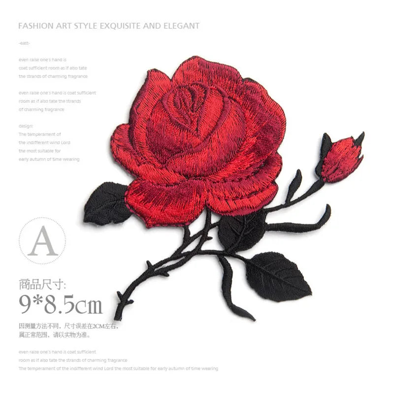 Colored Roses Iron-on Transfers For Clothing Applique On Jeans Big Embroidery Patch  Repair Hole Embroidery Patch Coudre DIY Swe