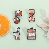 100% PURE COFFEE Enamel Pins Hourglass Coffee Lover Metal Brooches Fashion Lapel Badge Backpack Clothes Jewelry Gift for Friends