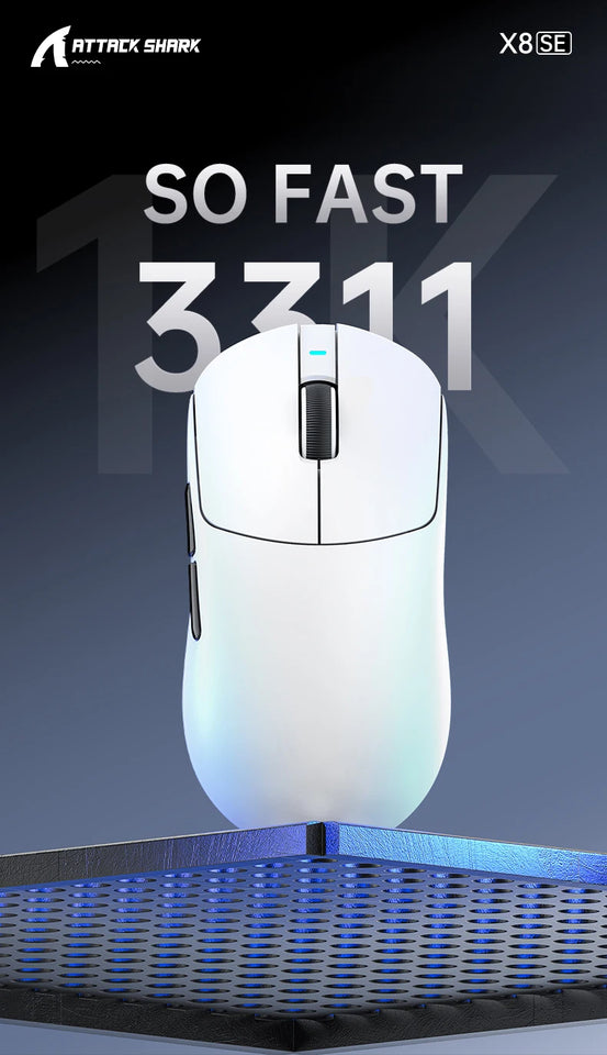 Attack Shark X8 SE Wireless Gaming Mouse | 55g Ultra-Light | 1KHz Wired/Wireless | PAW3311 25K DPI | Tri-Mode | 80M Clicks