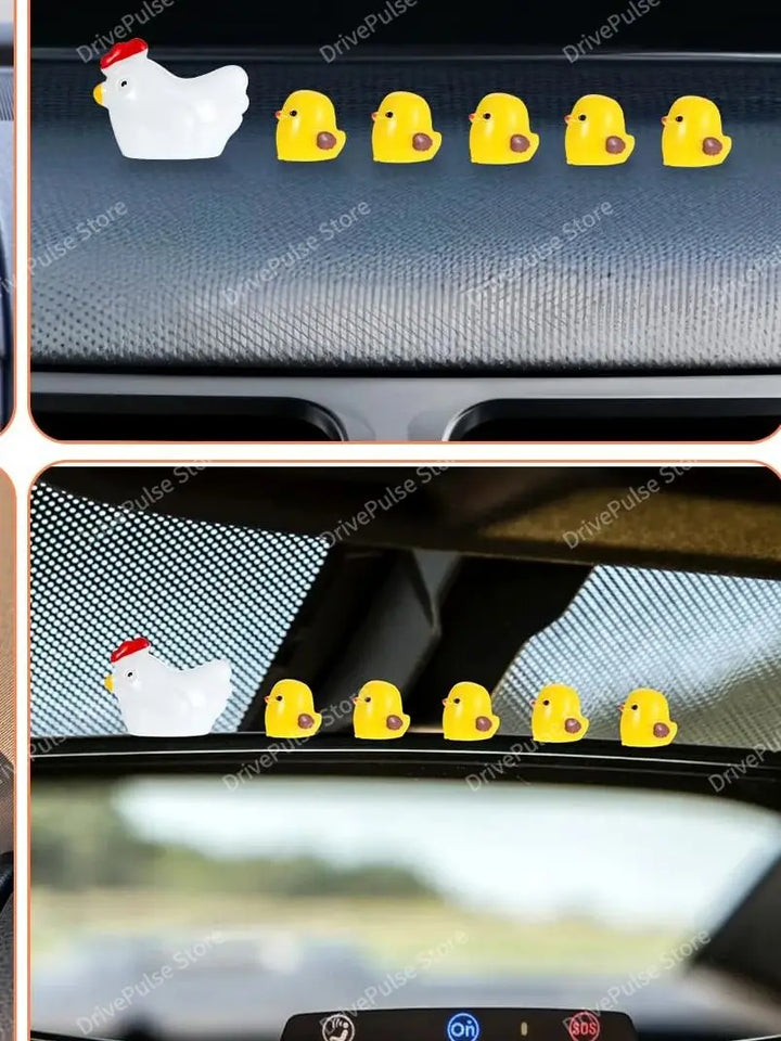 Cute Mini Chickens Car Decor, Fun Chicks Dashboard & Rearview Mirror Ornaments, Fairy Garden Home Accessories, Unique Car Gifts