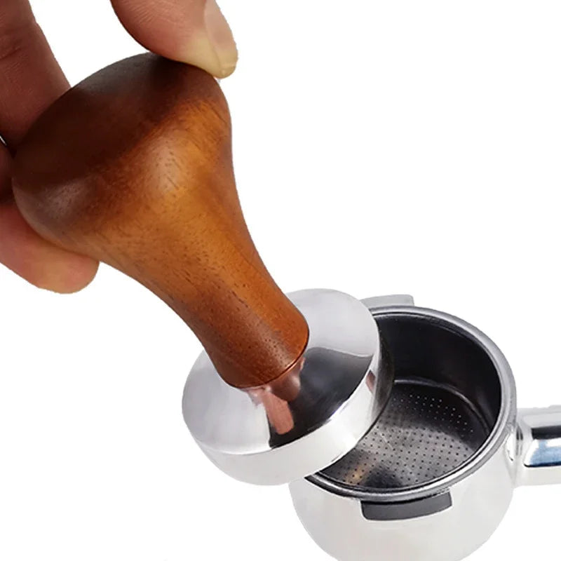 Coffee Powder Press 51/53/58mm High-Quality Wooden Handle with Solid Metal Base  for  Concentrated  Espresso  Durable  Kitchen