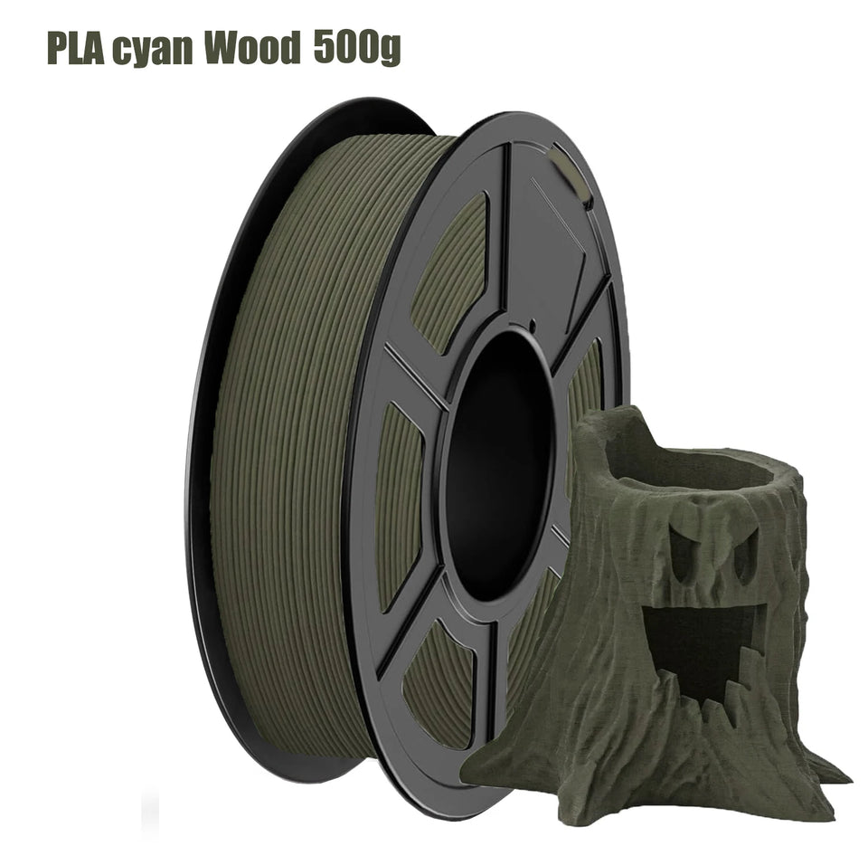 Wood PLA Filament 1.75mm Beginner Bundle,  Individually Vacuum Packed, 250g/500g/1000g Spool, Black wood +Walnut+Logs+cyan wood