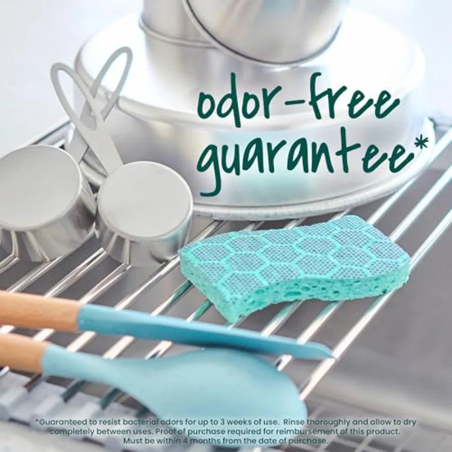 Odor Resist Heavy Duty Scrub Sponge Dishwasher-Safe Kitchen sponges for Serious Scrubbing Multipurpose Dish Sponge for Stuck-On