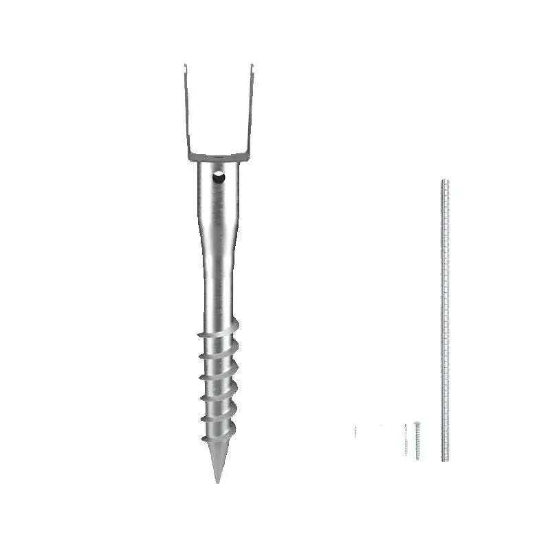 SucceBuy No Dig Ground Anchor 1Pcs 3.94 x 2.76 x 27.56 in DIY Screw in Post Stake Includes 6 Lag Bolts & a Rebar U-Shape Holder