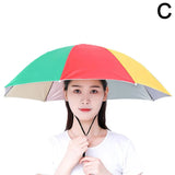 Hands-Free Umbrella Hat For Fishing Sun Protection Head-Mounted Sunshade For Outdoor Gardening Hiking Foldable Rain Cap