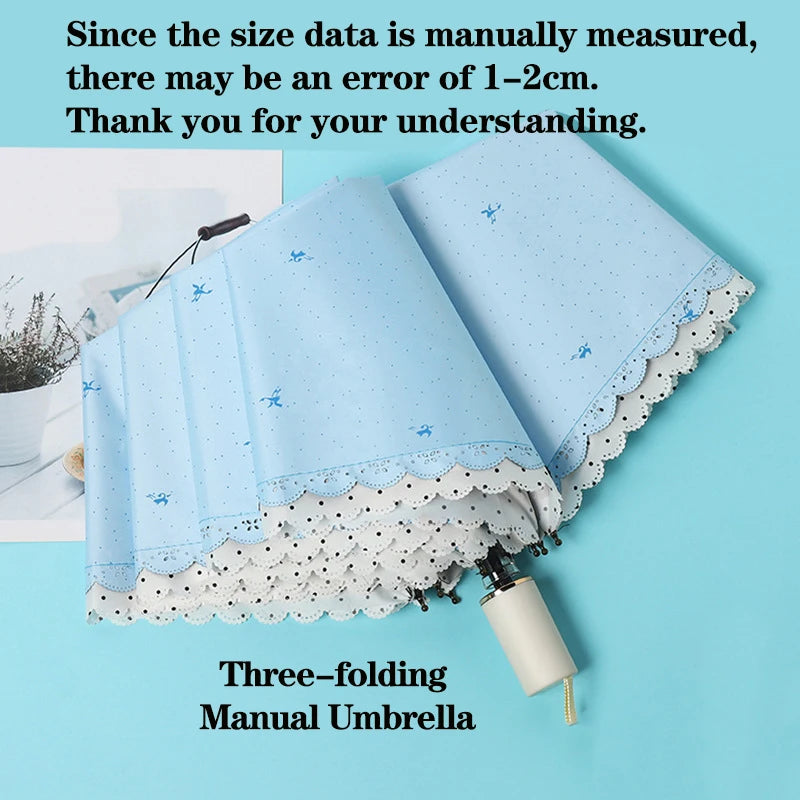 Women's Umbrella Lace Fashion Folding Umbrella Sunshade Umbrella Wind and Rain Resistance Travel Foldable Portable Student Gift