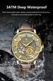 POEDAGAR Fashion Business Men Watch Waterproof Luminous Hollow Tourbillon Male Clock Automatic Mechanical Leather Men's Watches