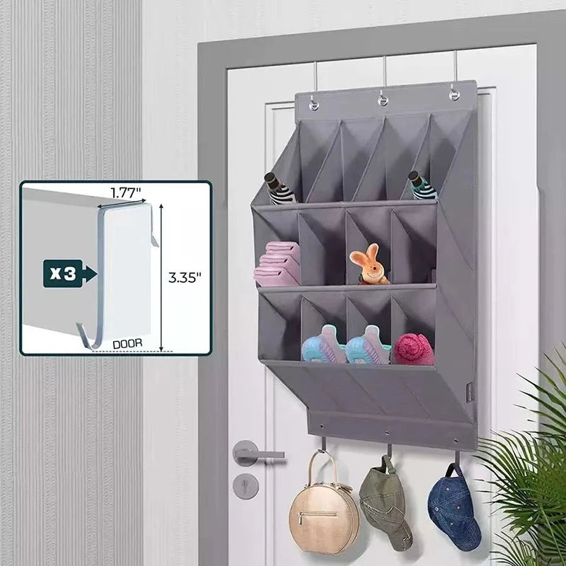 Multi-pockets Wall Storage Bag Large Over Door Hanging Shoe Organiser Behind Doors with 4 Metal Hooks Shoes Rack Storage Bags