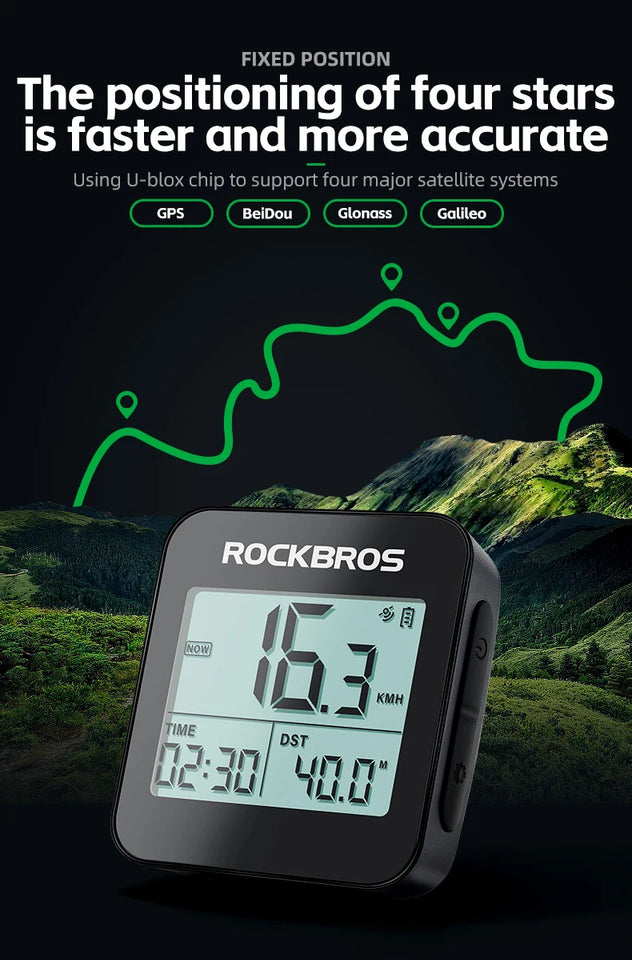 ROCKBROS Bike Computer GPS Speedometer Road Bike MTB IPX6 Waterproof Wireless Stopwatch Cycling Odometer Bicycle Accessories