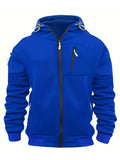 Multiple pockets and Zippers Men's Fashion Hoodie Sweatshirt Autumn Winter Cardigan Casual Clothing