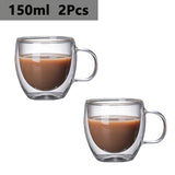 150/250/350/450ml Heat Resistant Double Wall Coffee Cup Transparent Glass Whiskey Tea Milk Cups Cold Beverage Wine Mug Drinkware