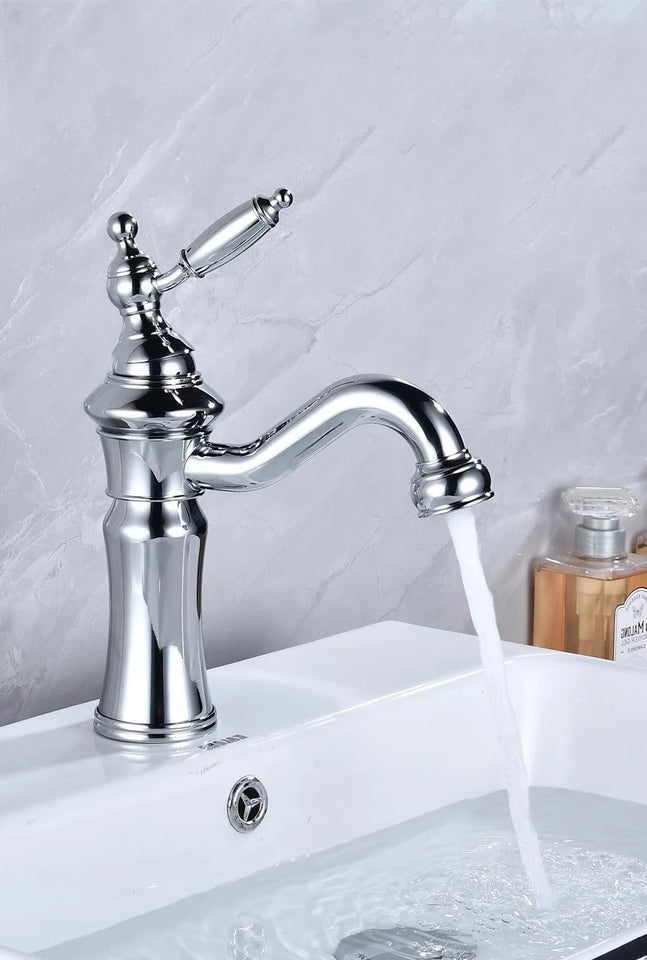 Chrome Basin Faucet Brass Black 360° rotatable basin faucet European-style Hot and Cold mixing faucet Brushed