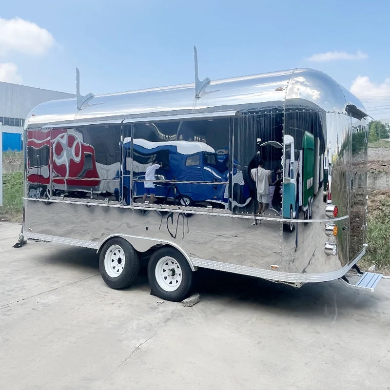 Customized Fast Food Truck Stainless Steel Trailer Full Kitchen Setup for Snacks Hotdogs Candies Chips Ice Cream Business
