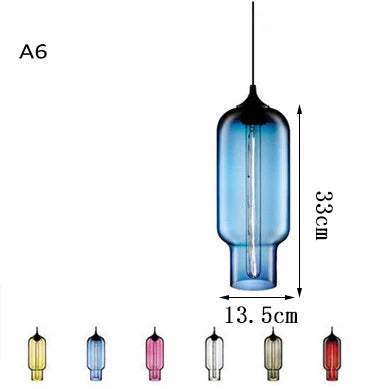 Modern Restaurant Chandelier Light Blown Colorful Glass  Lampshade Glass Ceiling Hanging Lamps Living Room Coffee Room Office