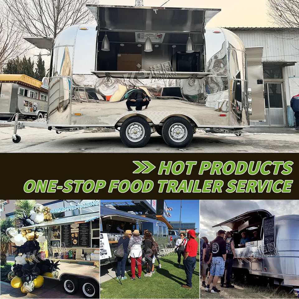 mobile food vending cart with multifunctional and spacious interior, serving as a portable kitchen trailer
