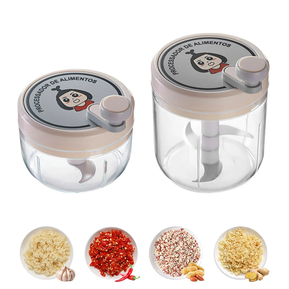 Garlic Crusher, Highly Efficient Masher Chopper for Home, Multifunctional Manual Grinder with Safe Blades