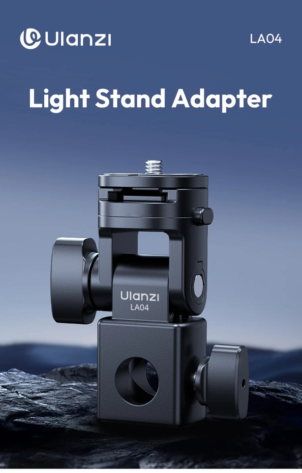 Ulanzi LA04 Univeral Light Stand Adapter with 1/4" Cold Shoe Mount for Phone Stand DSLR Camera LED Light 180° Tilt for Lighting