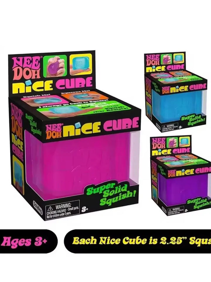 Schylling NeeDoh Nice Cube Sensory Squeeze Toy with Super Solid Squish Stress Relief Anxiety Sensory Toy 2.25" Cube Party Gifts