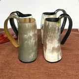 Drinking Horn Mug, 200-700ml Natural Ox Horn Cup & Coffee Stein Cool Unique Gift for Men and Women Home Decor for Beer Kitchen
