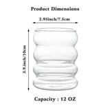 1-4PCS Creative Glass Cup Heat-resistant Tumbler Drinkware Tea Juice Milk Coffee Mug Home Water Glasses Ripple Mug 350ml
