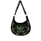Dark Gothic Witch Plant Embroidered Flannel Shoulder Underarm Bag, Vintage Large Capacity Crossbody Bag,  Bags for Women