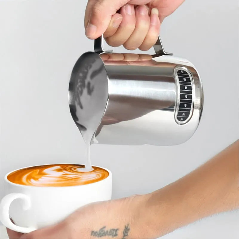 350/600ml Stainless Steel Coffee Latte Cup With Temperature Display Milk Foam Pitcher Espresso Pot Milk Sparkling Cream Cup