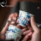 Kung Fu Tea Cup, Hand-painted,  Vintage Blue and White Tea Cup, Handmade Ceramic，High End Personal Tea Cup, Single Cup
