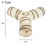 Fun Polyester+Steel Wire Cat Tunnel Tube Breathable Foldable Cat Nest Training Interactive Beige+Coffee Pet Fun Play Toy Cat