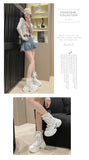 Women Ankle Boots Autumn Chunky Shoes Woman High Platform Breathable Sneakers 7.5CM Thick Sole Wedges Motorcycles Boots Winter