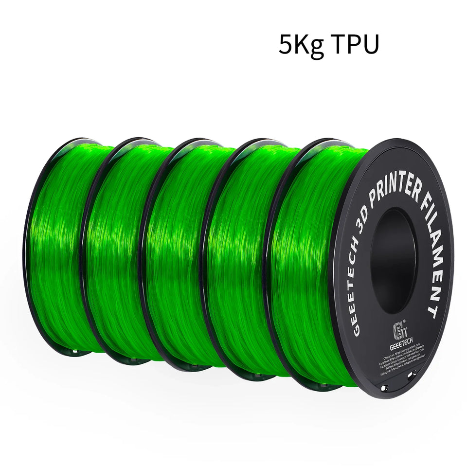 GEEETECH 5Rolls 3D TPU Flexible Filament TPU material 1.75mm Plastic Vacuum Packaging, Non-Toxic High Quality Safe,fast ship