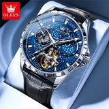OLEVS 6689 Original Brand Men's Watches Starry Sky Disk Waterproof Luminous Automatic Mechanical Wristwatch Moon Phase Man Watch