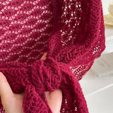 Korean Hollow Out Knitted Shawl Summer Air Conditioning Fake Collar Neck Guard Knit Thin Knotted Cape Shoulder Scarf For Women
