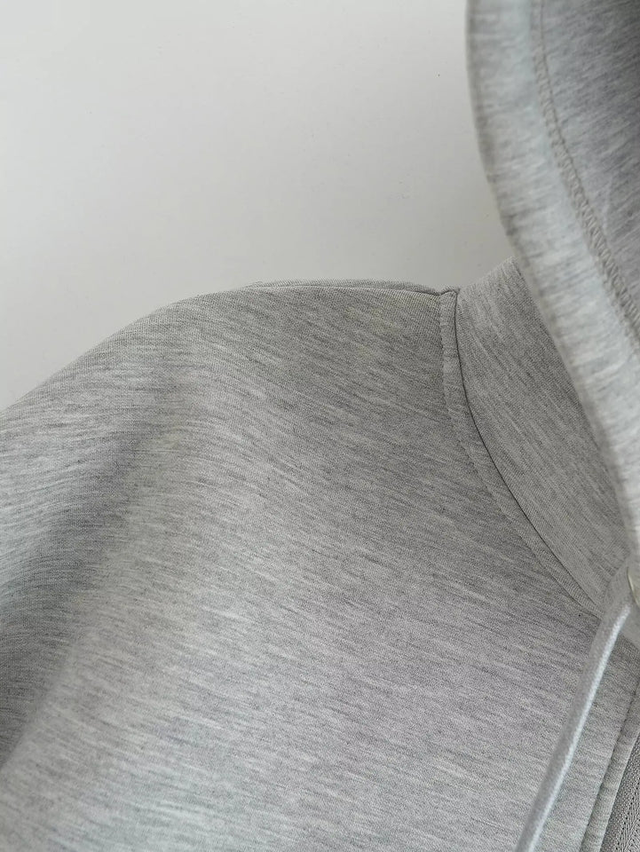 HH Autumn Women Gray Jacket With Hood Long Sleeve Big Pocket Zipper Jacket Coat Woman Loose Casual Outerwear Coat Tops