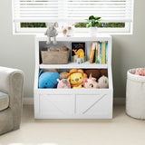 Kids Bookshelf Wooden Toy Storage Organizer with Cubby Toddler Bookcases for Playroom Children's Room Bedroom Nursery School