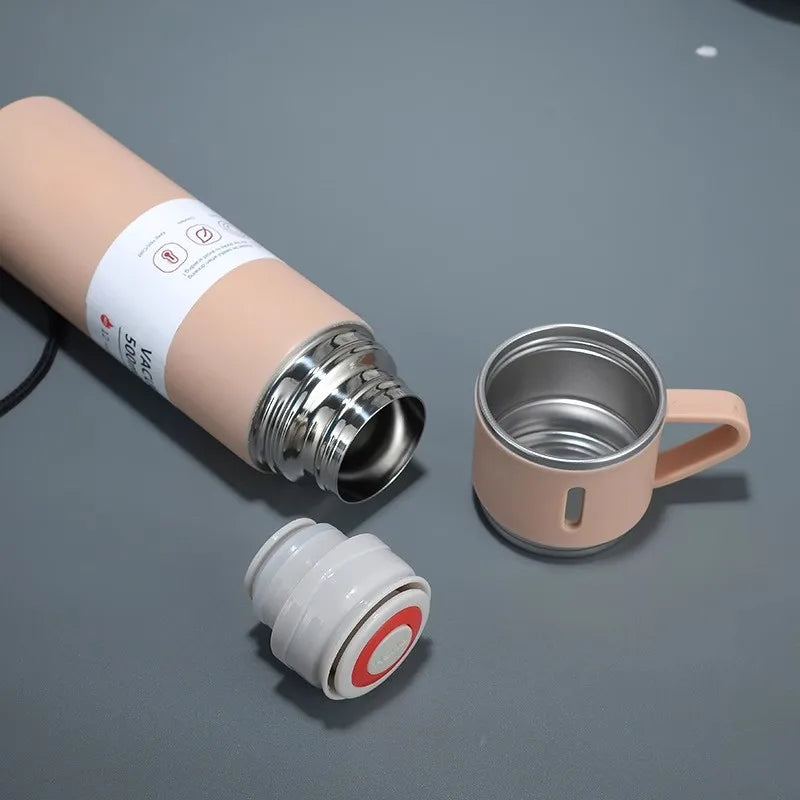 500ml 304 Stainless Steel Vacuum Insulated Water Bottle Portable Tea Coffee Bottle Office Gift Set Travel Leak Proof Thermal Mug