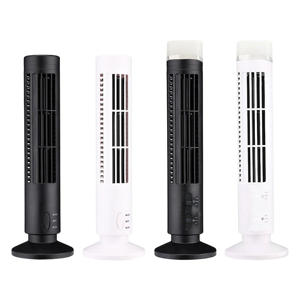 LED Tower Fan Bladeless Tower Fan 90 Degree Oscillating Quiet Portable USB Electric Desk Fan with Light for Home Bedroom Office