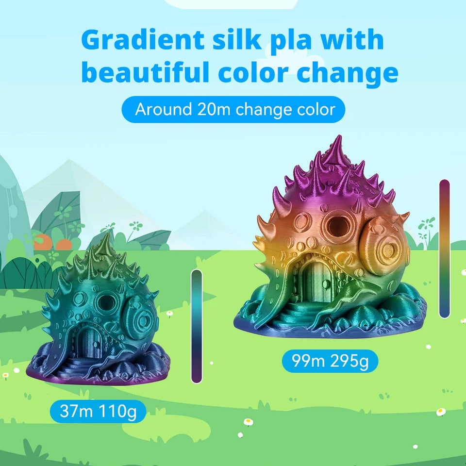 KINGROON Rainbow Silk PLA Filament 1.75mm 1KG Multicolor Gradient 3D Printer Materials Color Change Smooth Silky PLA Plastic New